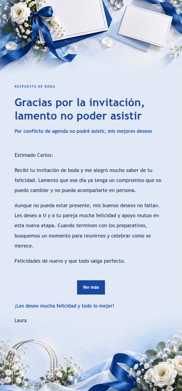 Respuesta Elegante para Declinar una Boda