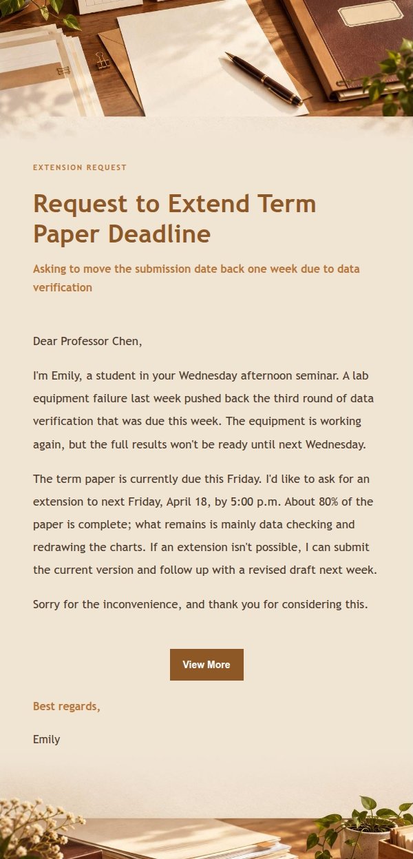 Amber Workbench Formal Request Email