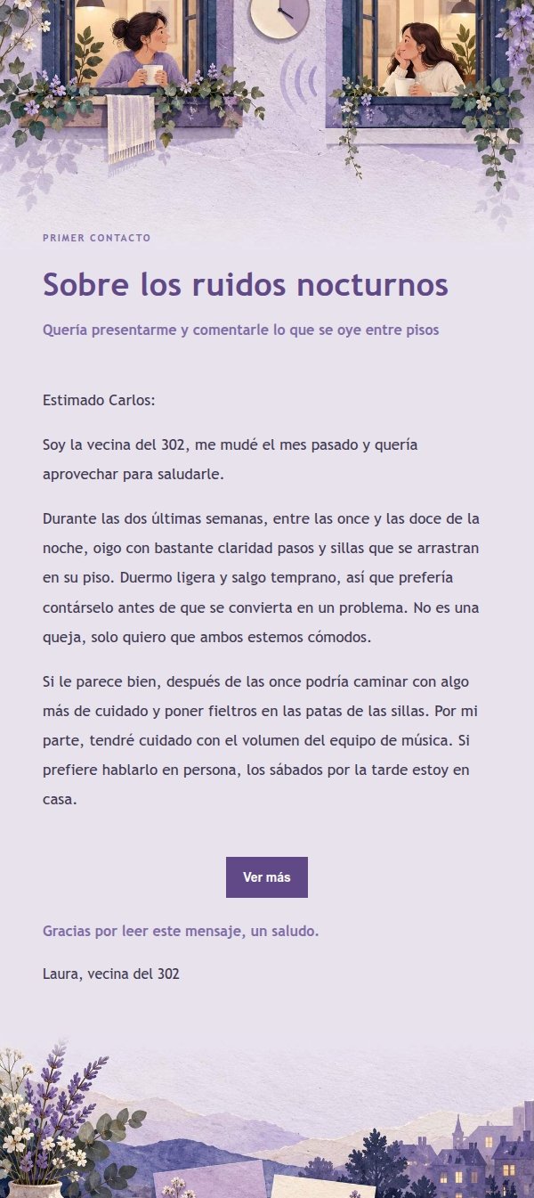 Primer Mensaje Amable al Vecino