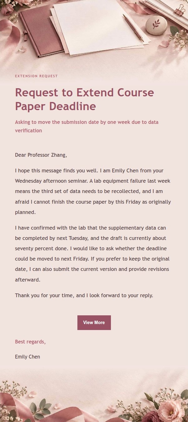 Rose Receipt Formal Request Email