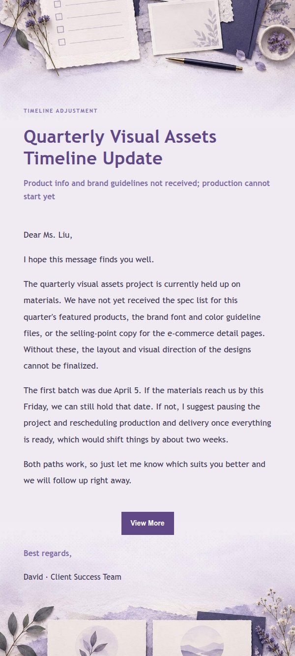 Lilac Paper Client Material Reminder & Timeline Options 2