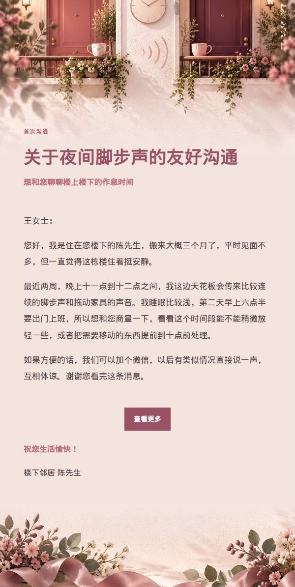 玫瑰收据风邻里首次沟通信