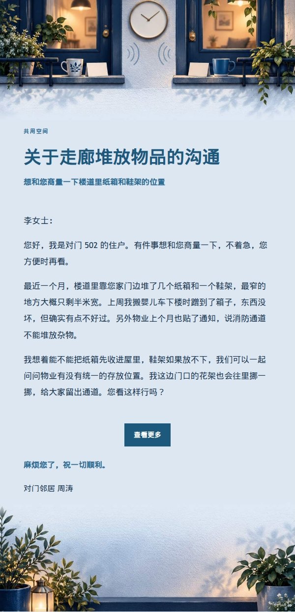 深蓝账本邻里首次沟通信 2