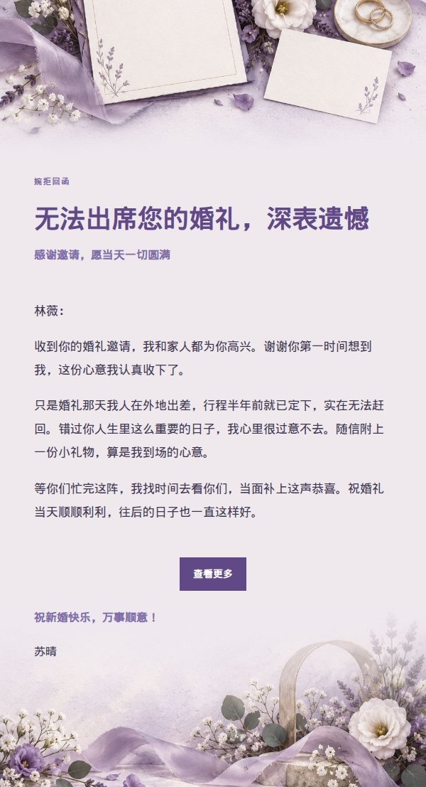 丁香纸品 · 礼貌婉拒婚礼邀请