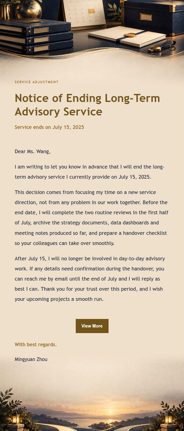 Midnight Gilded Letterhead Service Conclusion Email 2