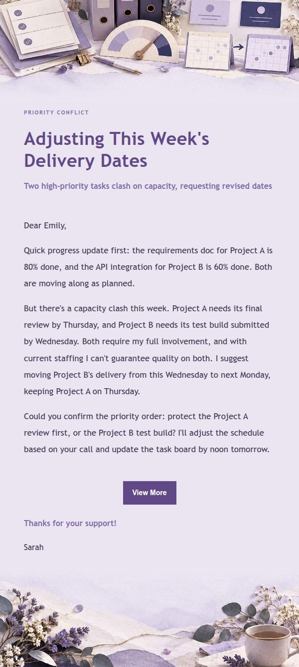 Lilac Paper Priority Conflict Email