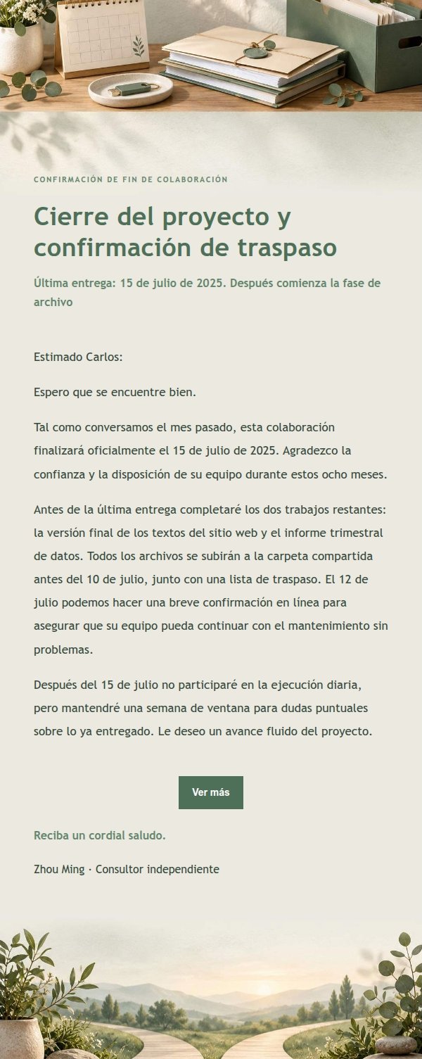 Carta de Pausa o Cierre de Colaboración Estilo Estudio Salvia 2