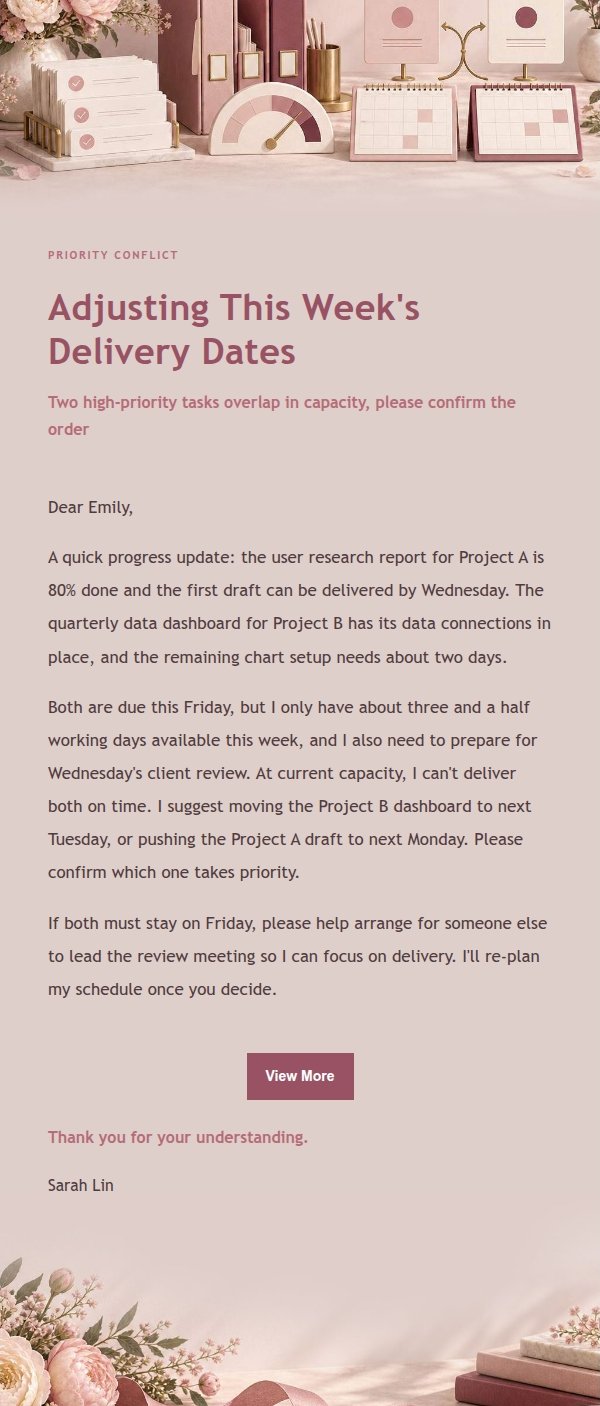 Rose Receipt Priority Conflict Email