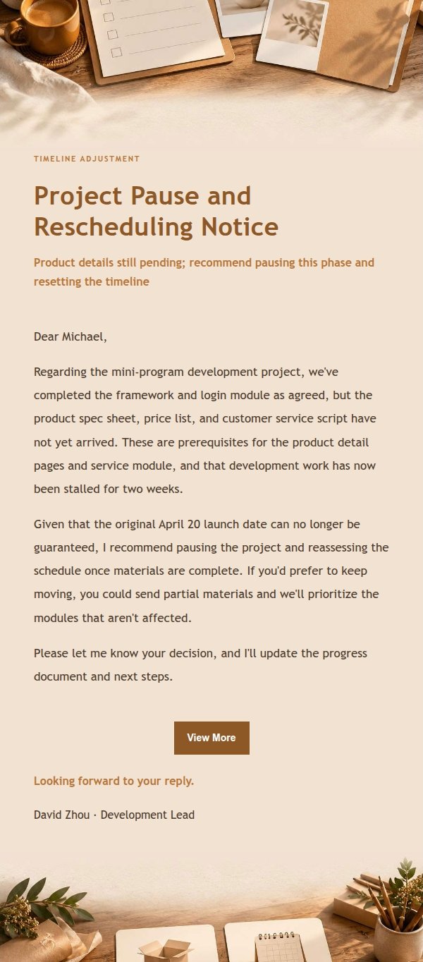 Amber Workbench Client Material Follow-Up Email 2
