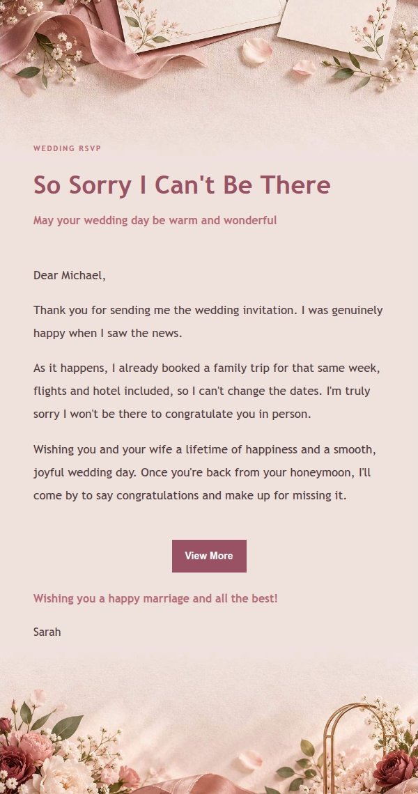 Rose RSVP Wedding Decline Email 2