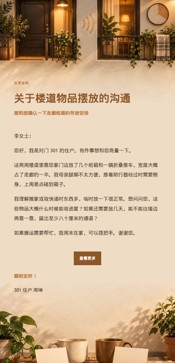琥珀工作台邻里首次沟通信 2