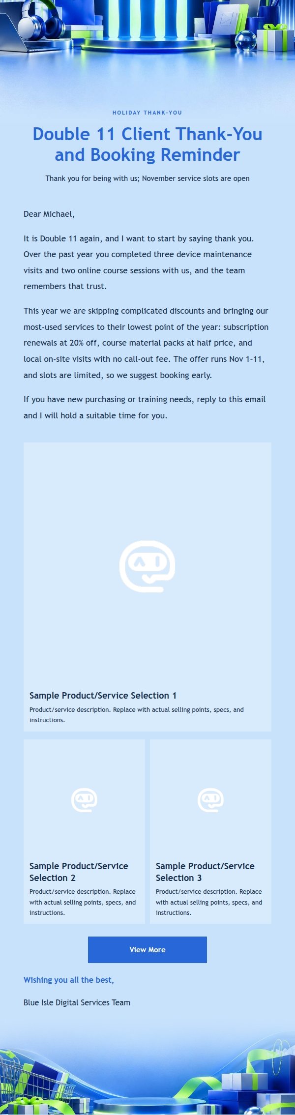 Cobalt Lime Double 11 Digital Services Promo Email 2