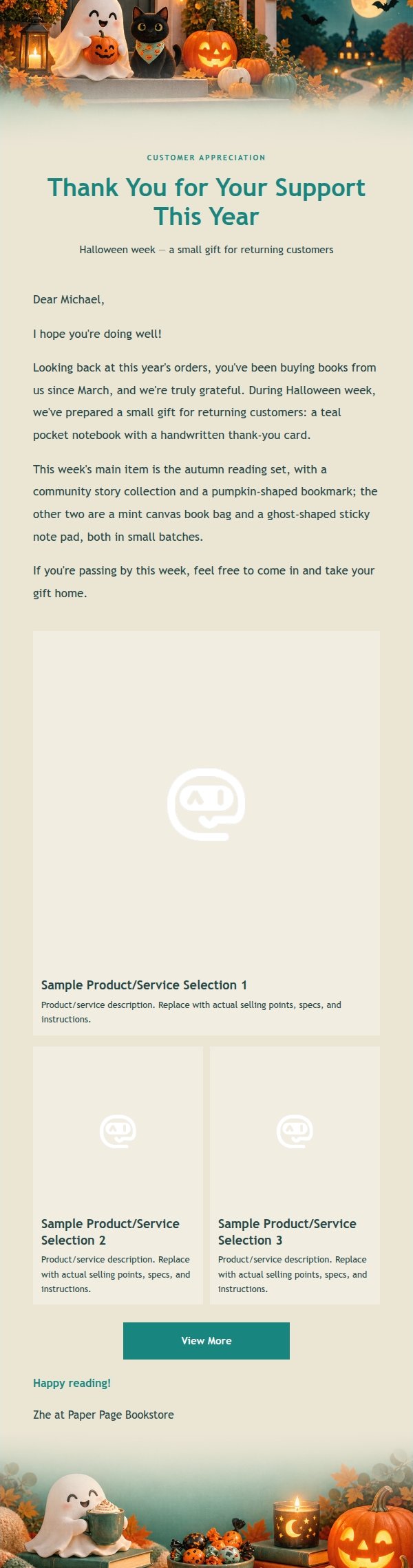 Teal Friendly Ghost Halloween Business Email 2