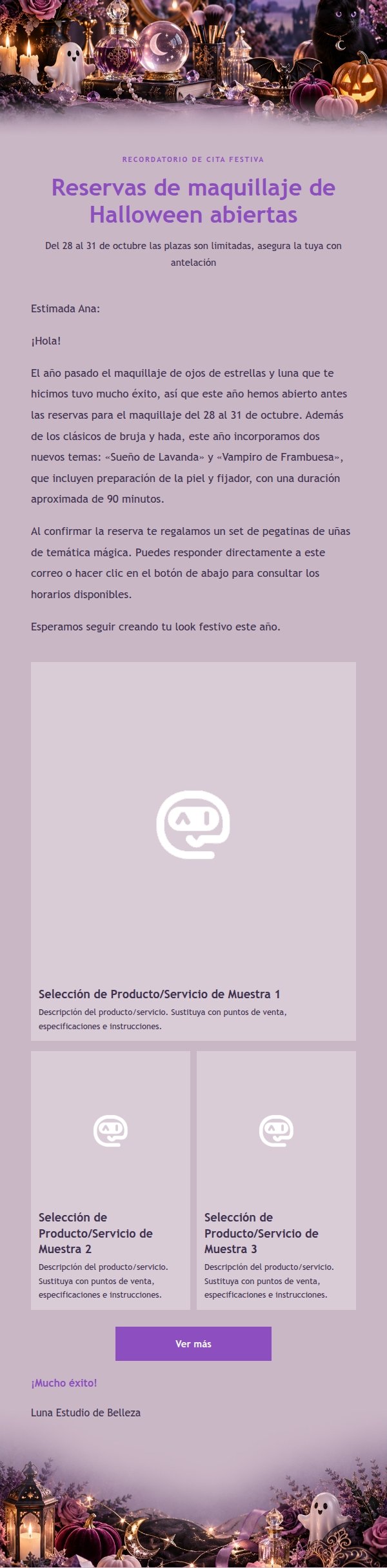 Correo de Marketing de Halloween de Belleza Mágica de Lavanda 2