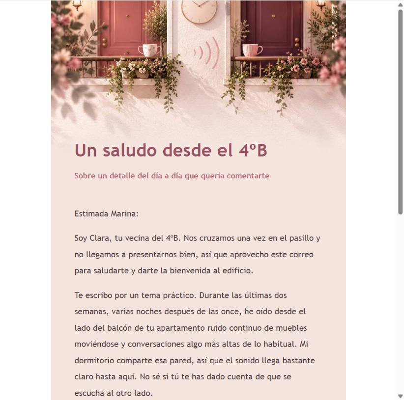 Vista previa cálida del primer correo vecinal
