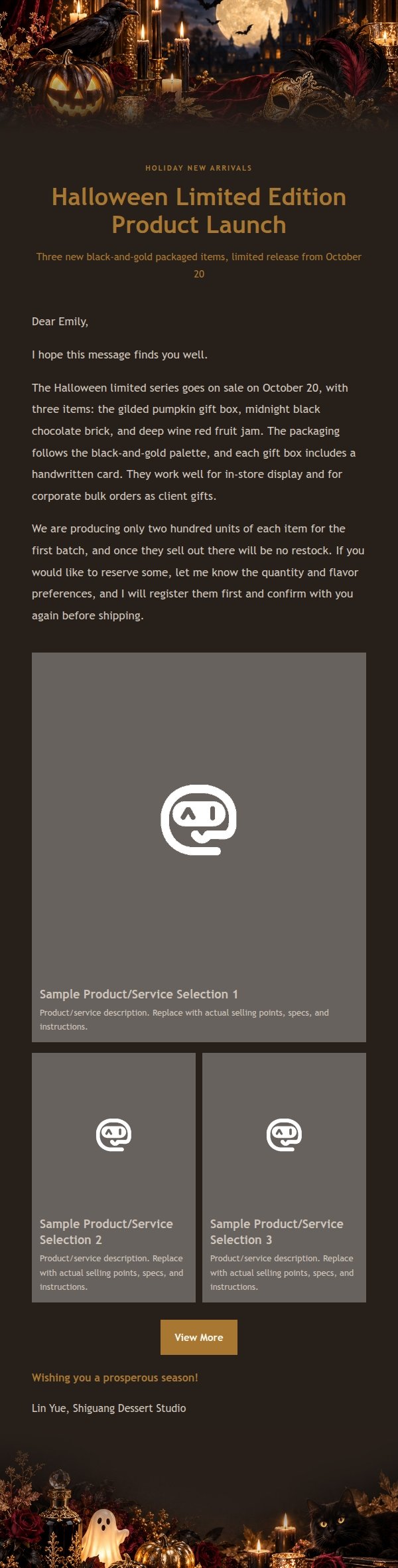 Midnight Gilded Halloween Marketing Email 2