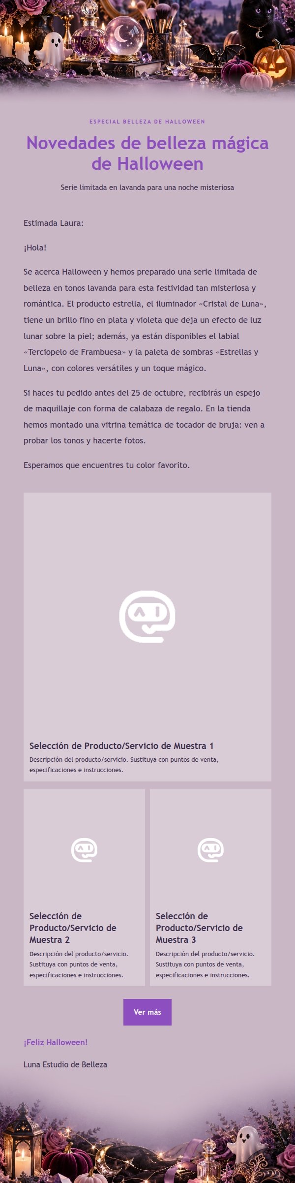 Correo de Marketing de Halloween de Belleza Mágica de Lavanda
