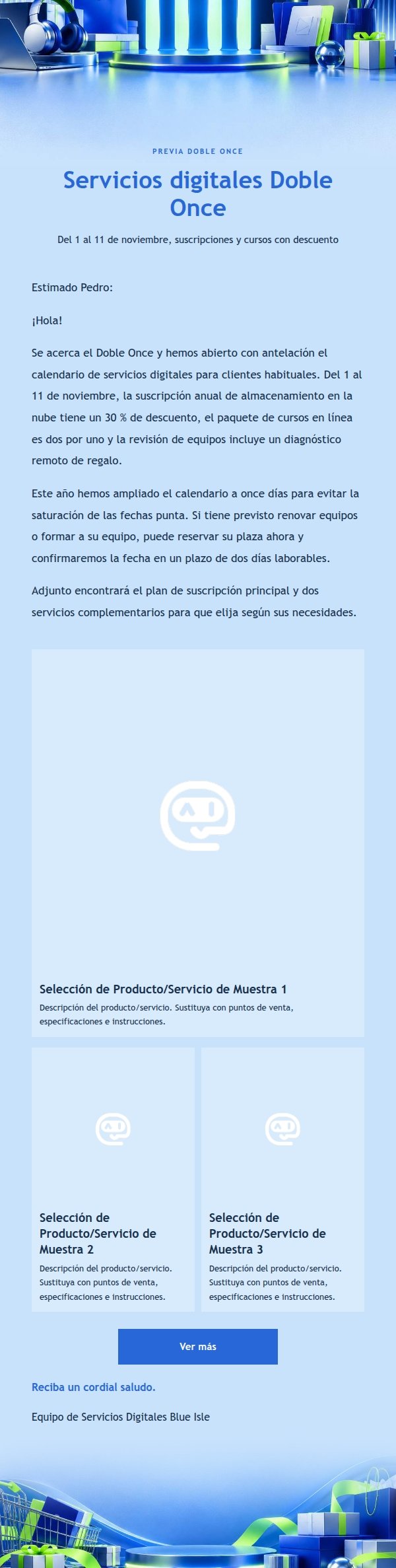 Campaña Doble Once Digital Azul Cobalto