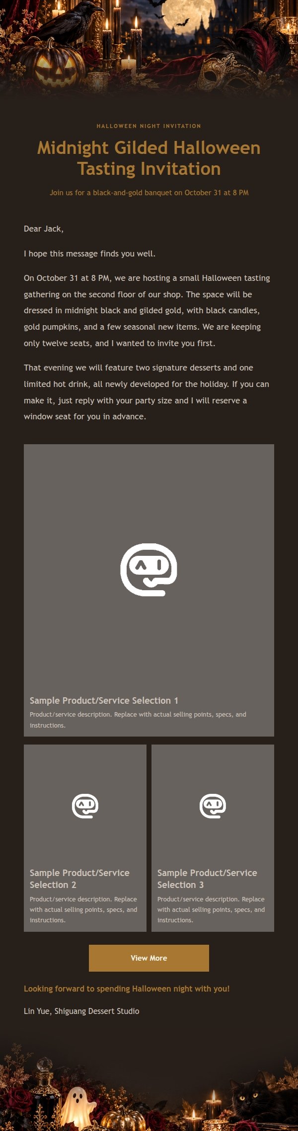 Midnight Gilded Halloween Marketing Email