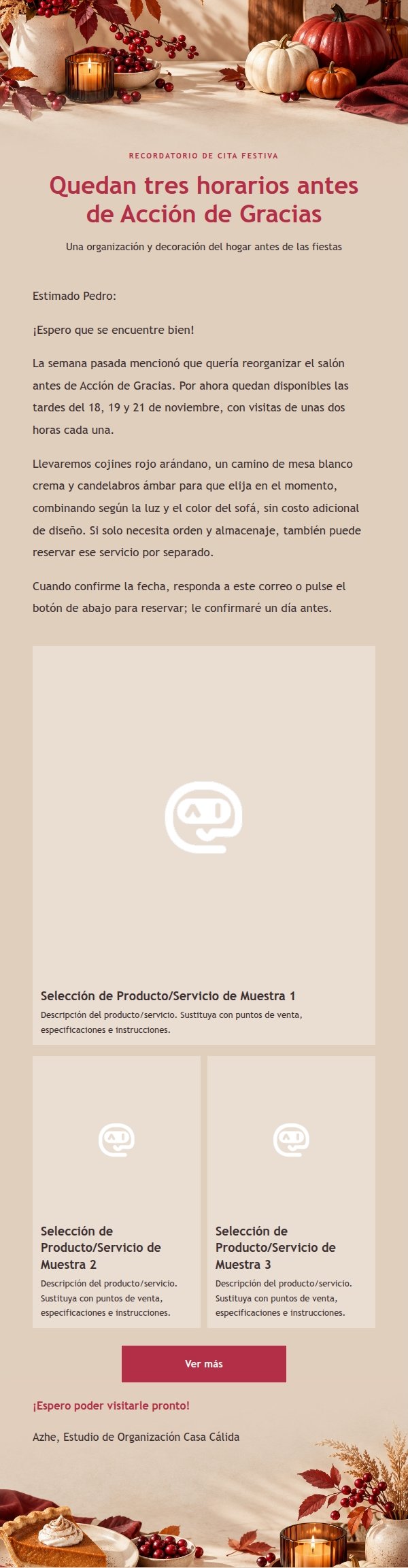 Correo de Marketing de Acción de Gracias Estilo Moderno 2