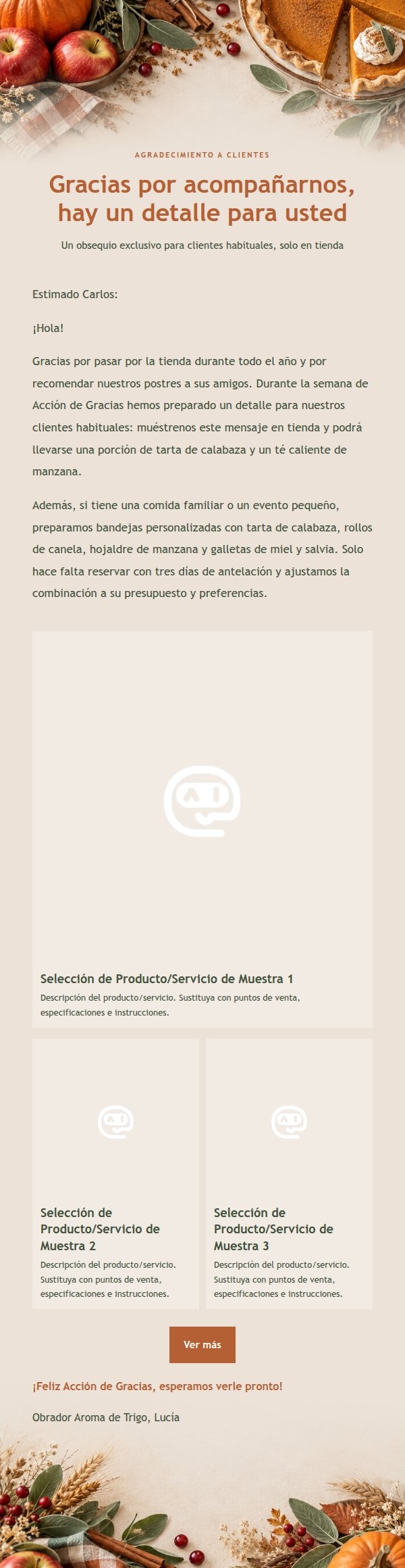 Correo de Reserva de Acción de Gracias con Repostería de Calabaza y Salvia 2