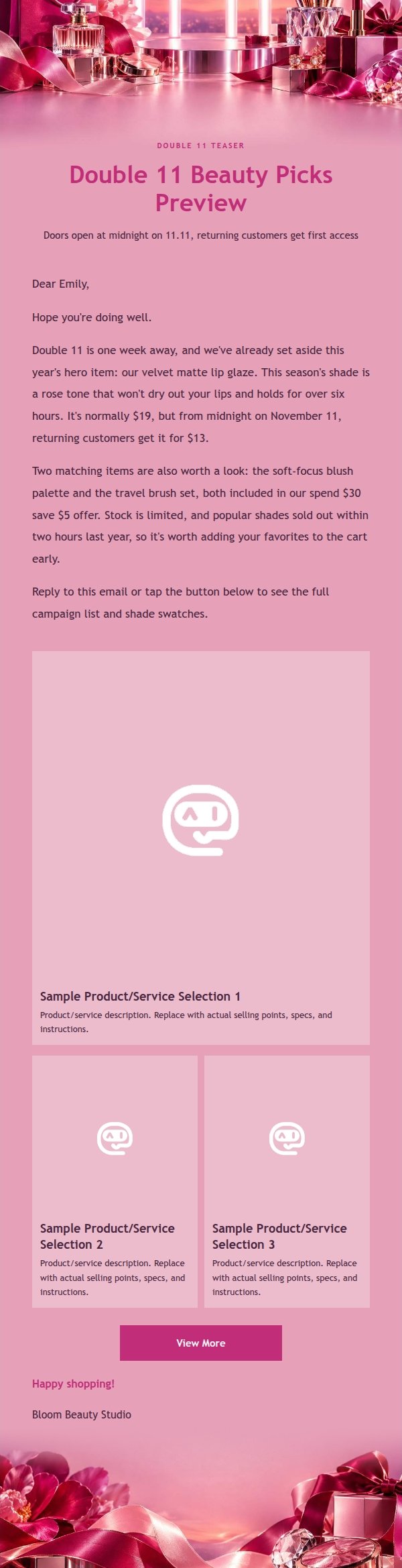 Rose Glow Double 11 Beauty Promo Email
