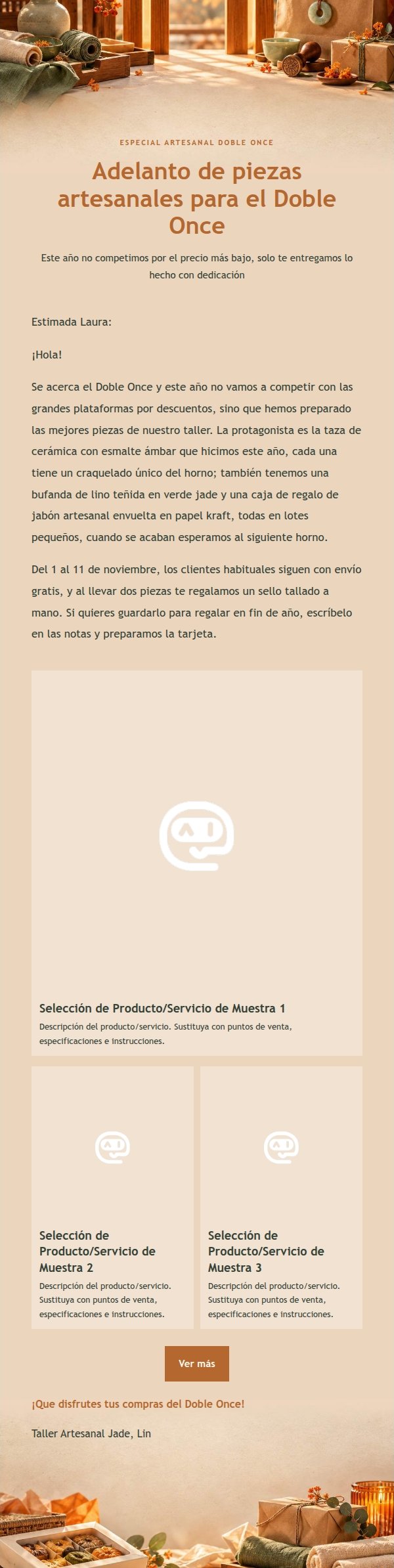 Correo de Marketing Artesanal Doble Once