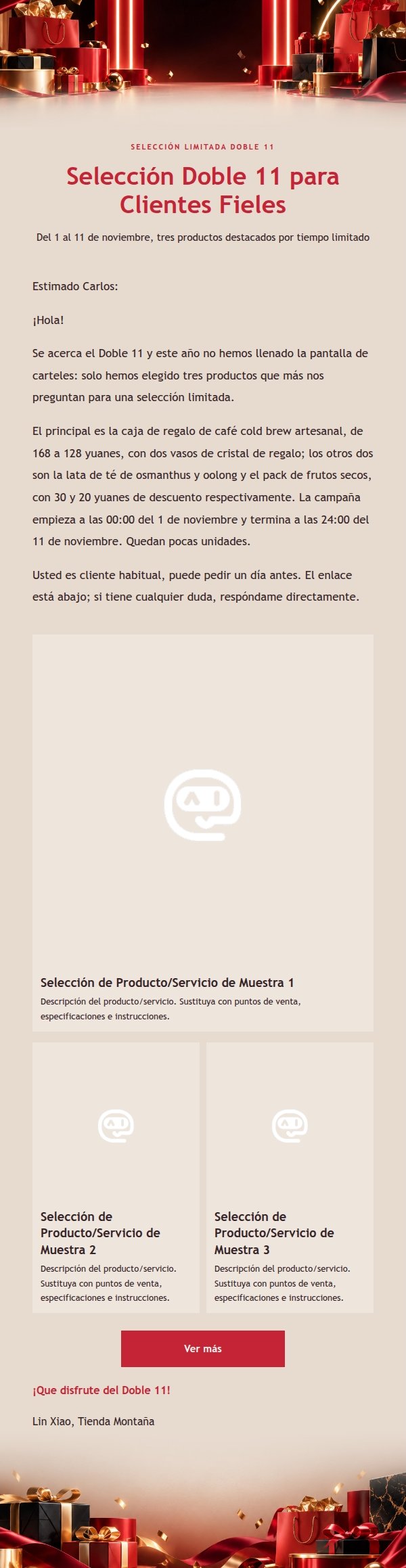 Correo de Ofertas Doble 11 Rojo Carmesí y Obsidiana