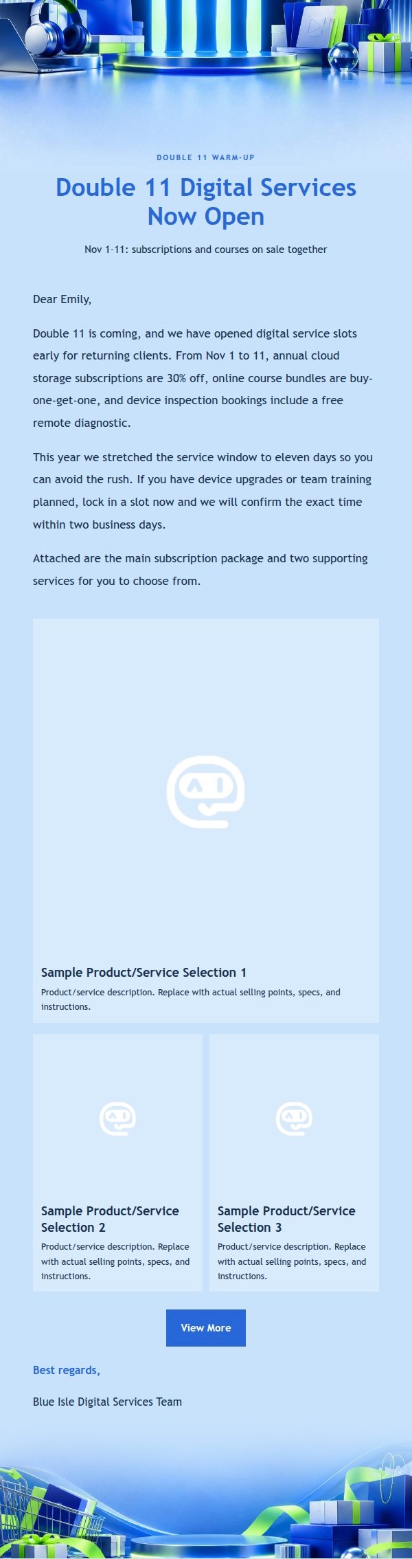 Cobalt Lime Double 11 Digital Services Promo Email