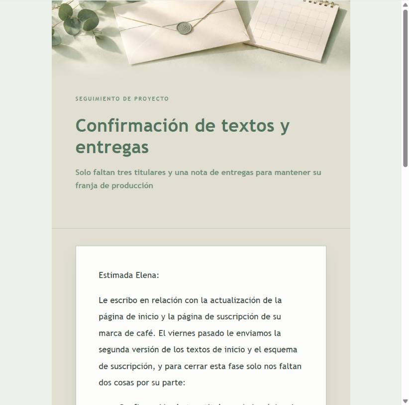Vista previa final del correo de recordatorio de aprobación