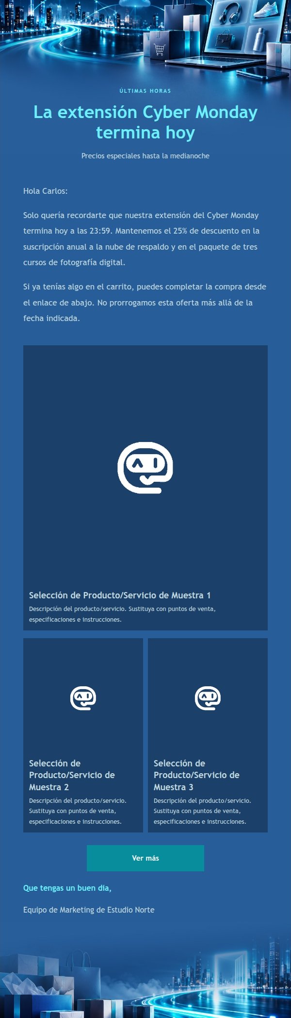 Campaña de Extensión Cyber Monday en Azul Medianoche 2