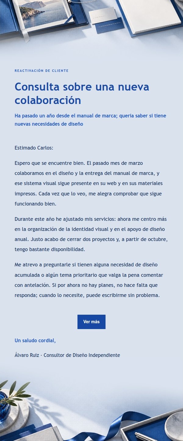 Reconexión con Antiguos Clientes · Estilo Archivo de Proyecto en Azul Cobalto