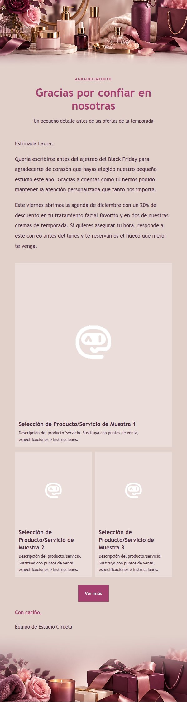 Campaña de Belleza y Cuidado Black Friday Ciruela y Rosa