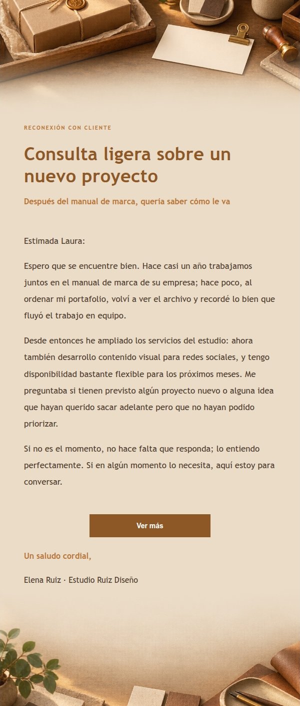Reconexión con Antiguos Clientes · Estilo Taller Ámbar