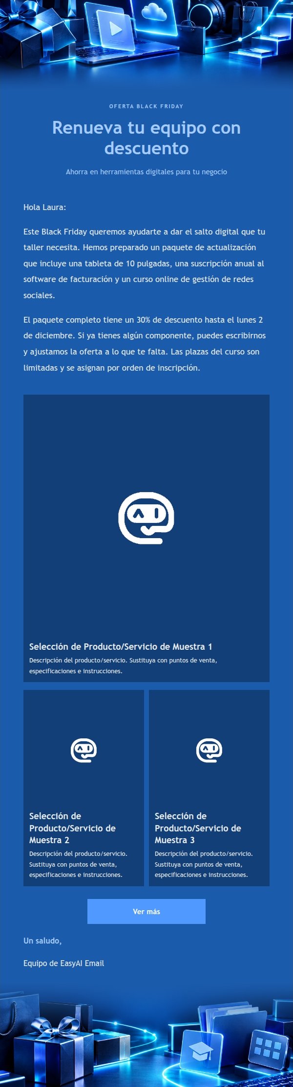 Campaña Black Friday en Azul Eléctrico