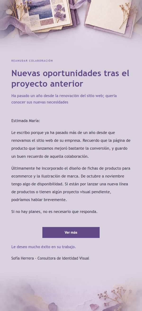 Reconexión con Antiguos Clientes · Estilo Portafolio Lila 2