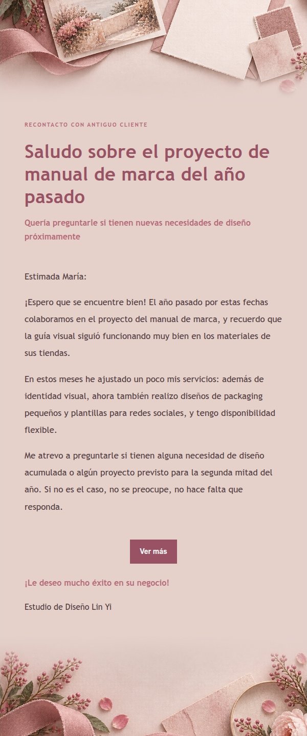 Carta de Recontacto con Antiguo Cliente en Papel Rosa