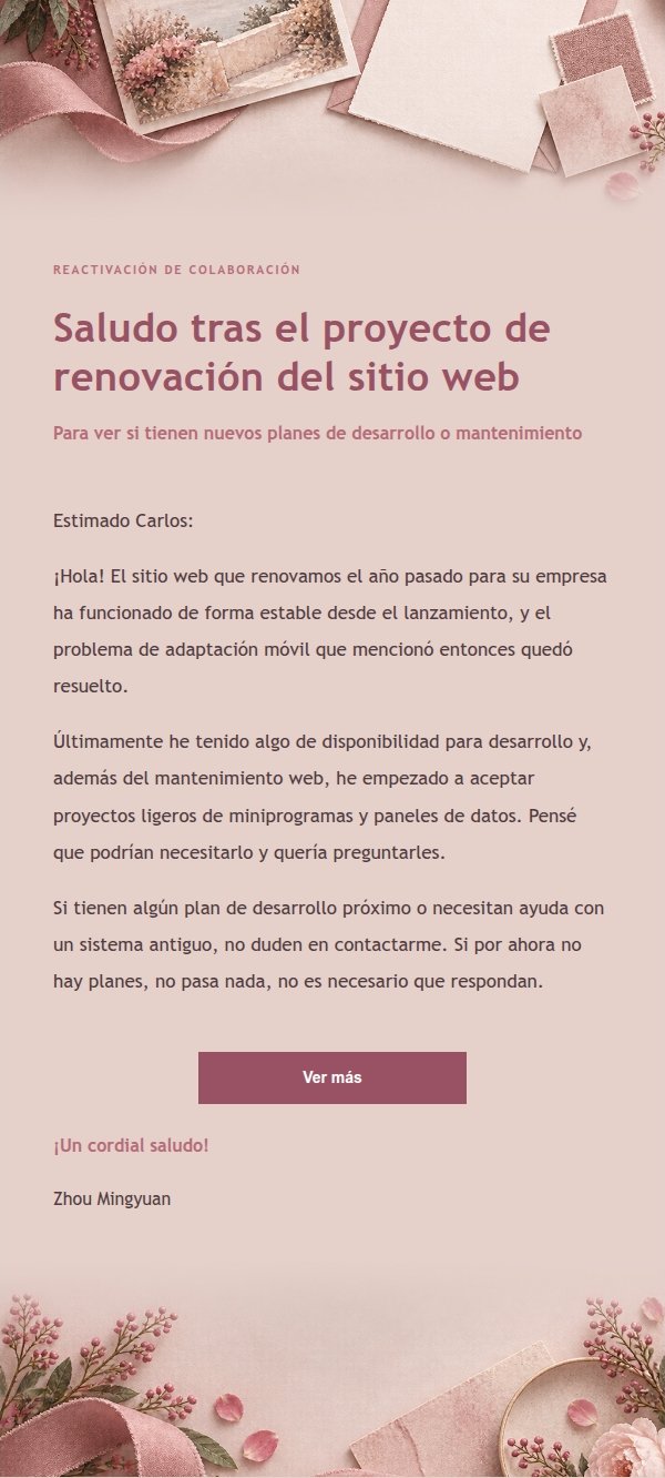 Carta de Recontacto con Antiguo Cliente en Papel Rosa 2