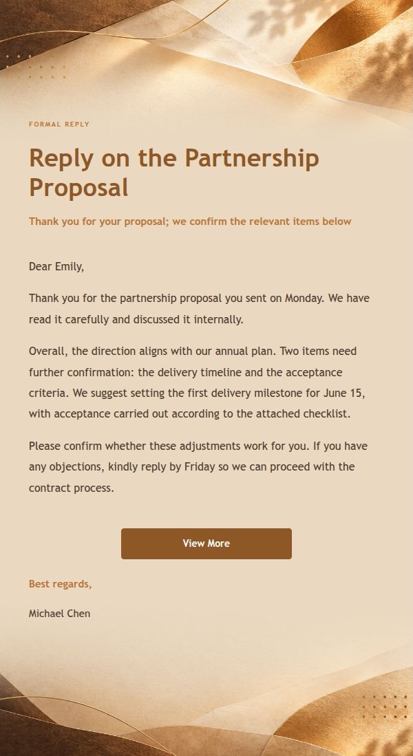 Formal Steady Reply Email Template