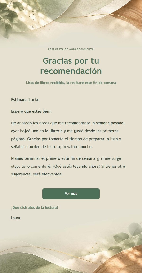 Respuesta Cálida y Amable con Estilo Natural de Salvia