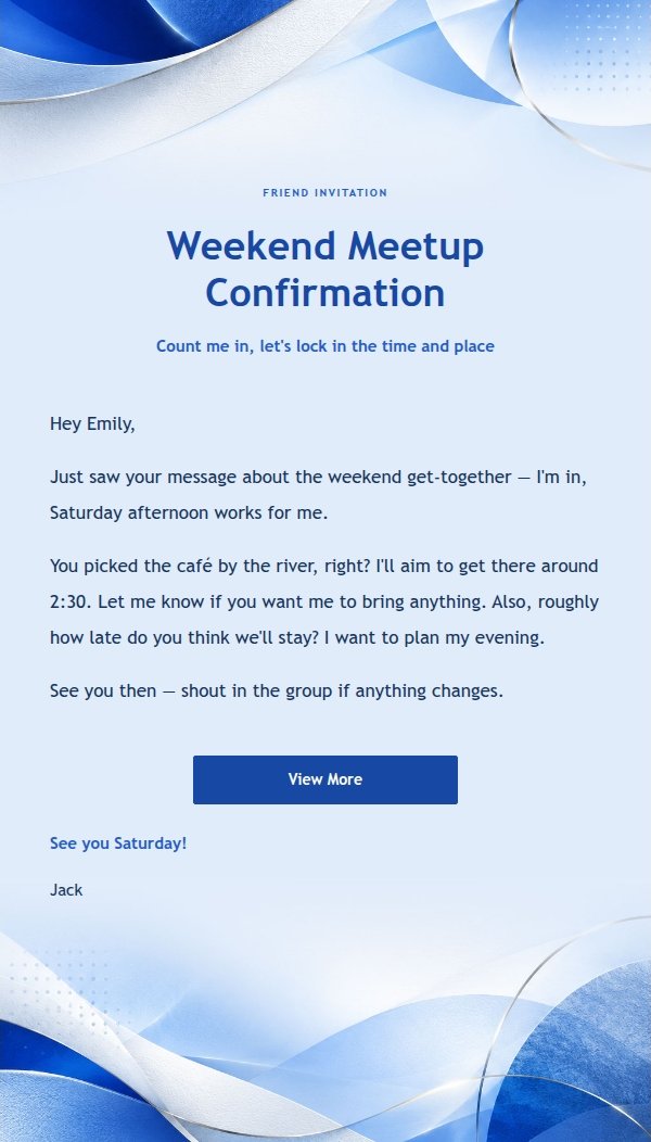 Cobalt Editorial Casual Reply Email