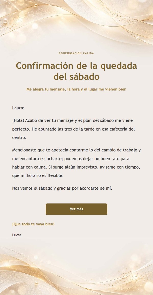 Respuesta Cálida y Amable con Papel Marfil y Oro Blanco