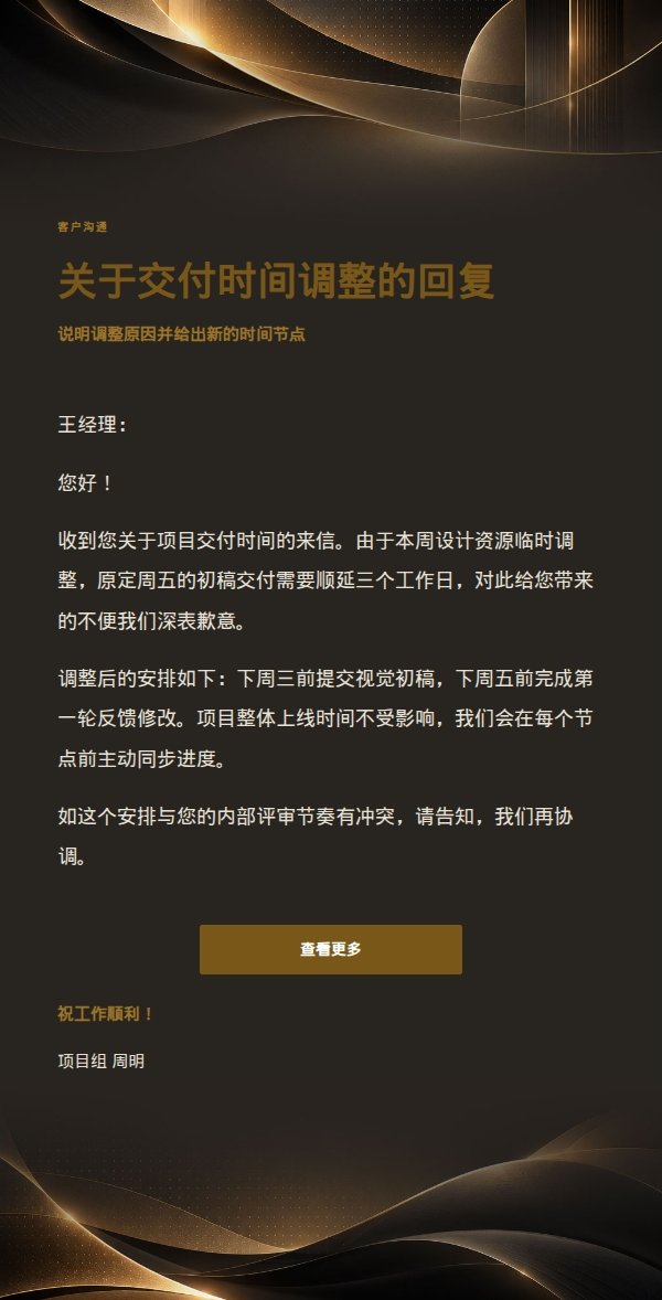 黑金建筑信笺品牌回复邮件 2