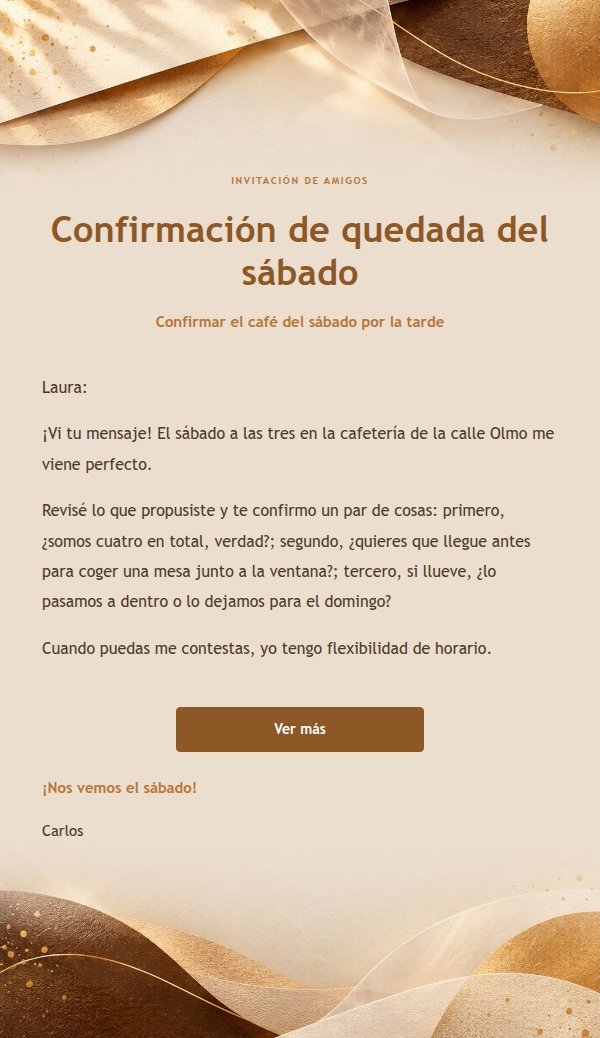Respuesta relajada · Papel ámbar cálido
