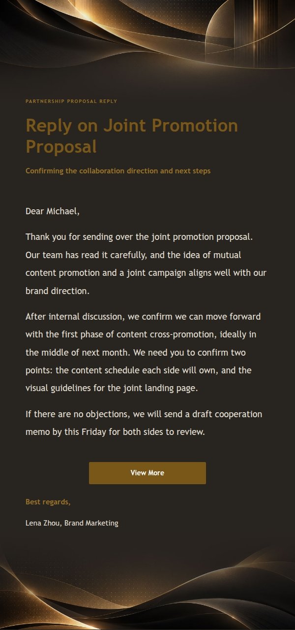 Black Gold Architectural Brand Reply Email