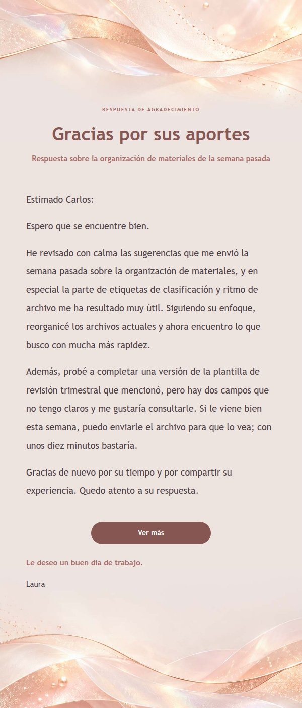 Carta de Respuesta Cálida con Perla y Oro Rosa