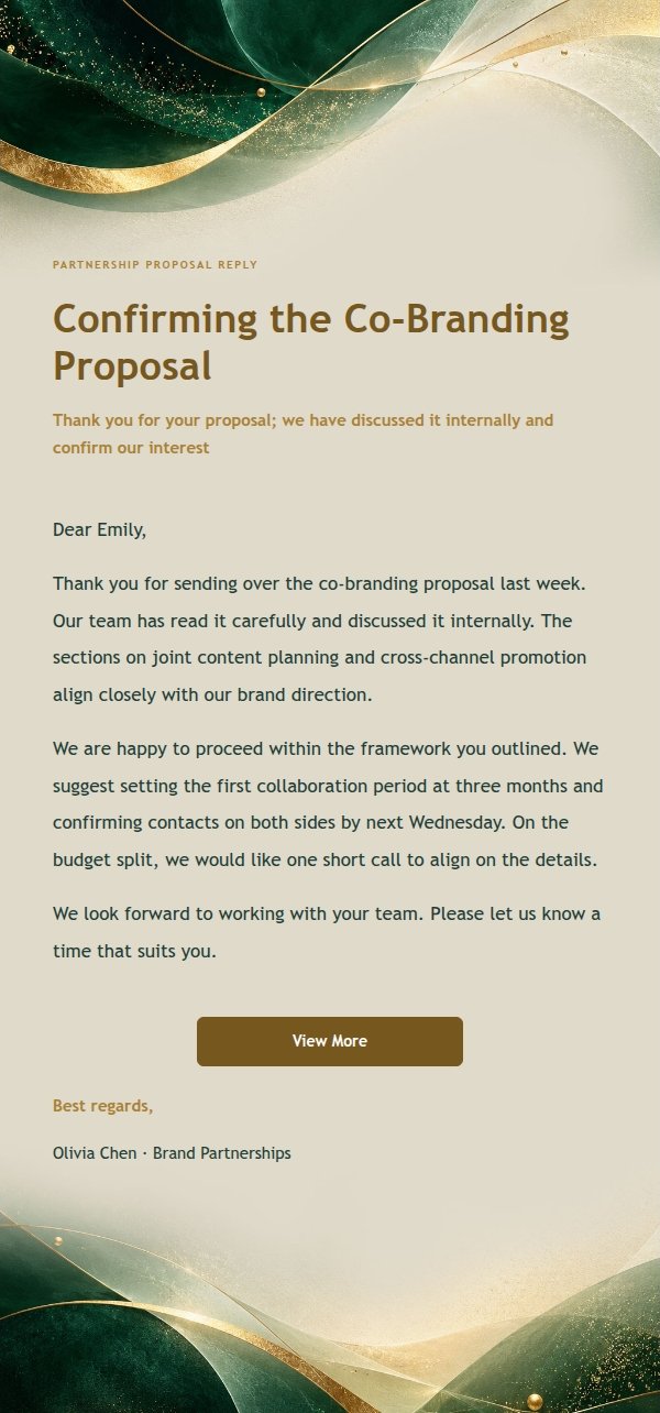 Emerald & Gold Modern Brand Reply