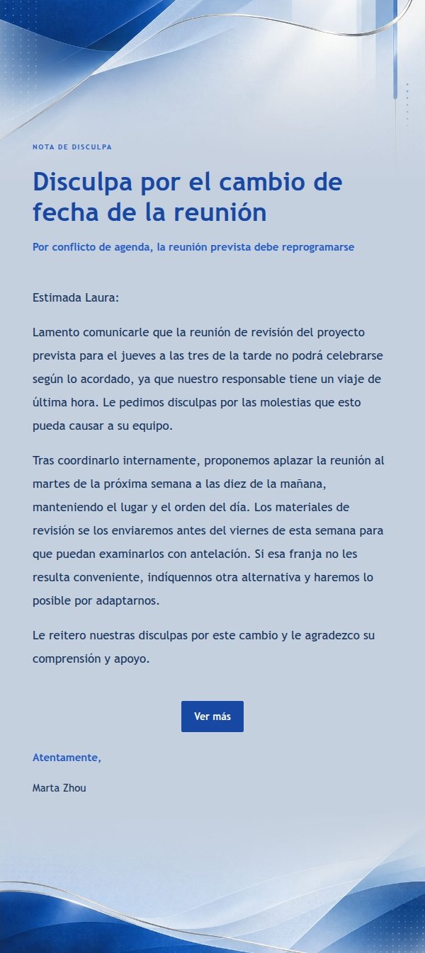 Respuesta Formal y Serena · Edición Moderna en Azul Cobalto 2