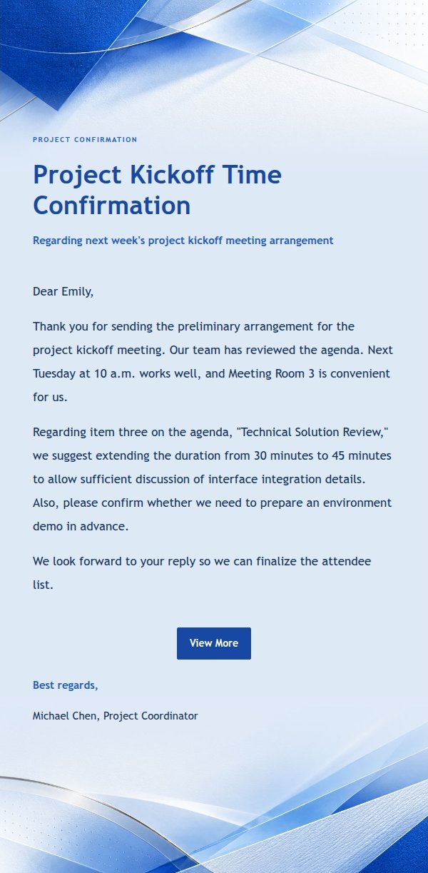 Cobalt Blue Professional Concise Reply Email Template