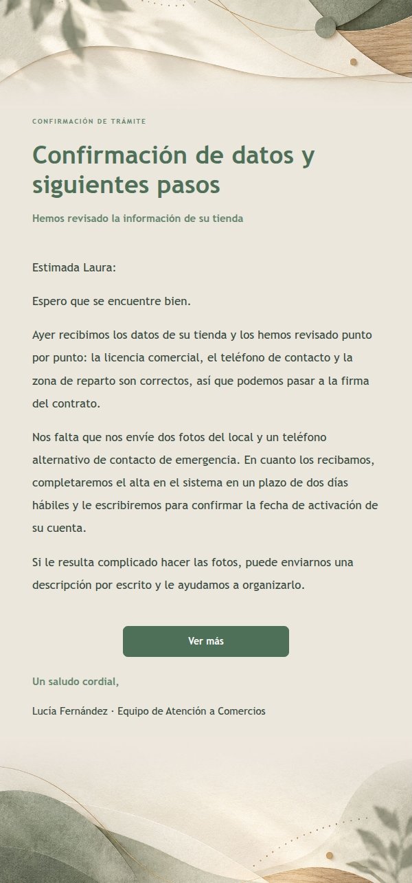 Respuesta Transaccional Clara · Espacio Natural Salvia